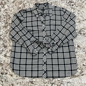 Talbots Black and White Casual Button Down Shirt,EUC